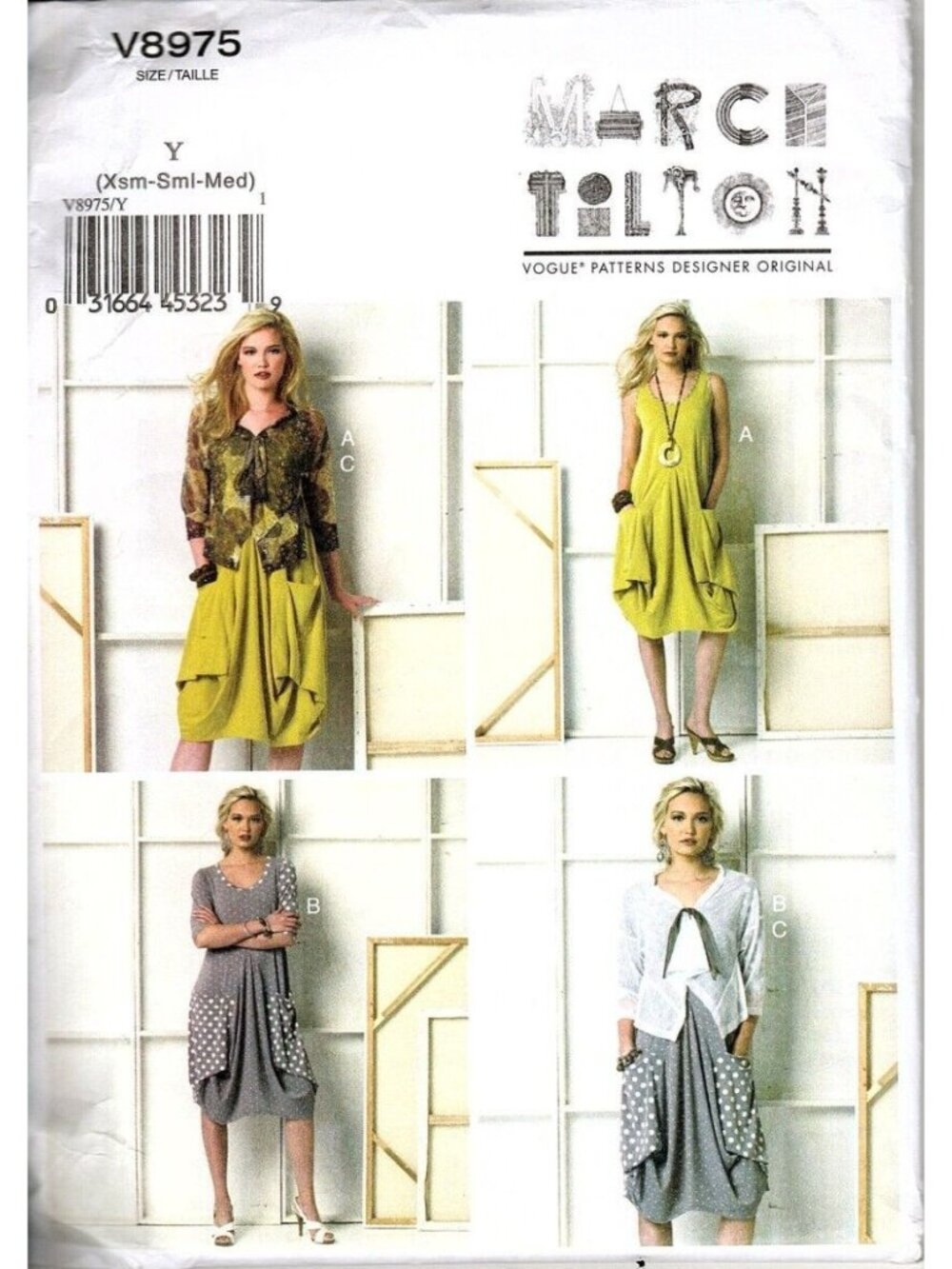 Vogue V8975 Misses XS to M Marcy Tilton Dress and Jacket UNCUT Sewing Pattern